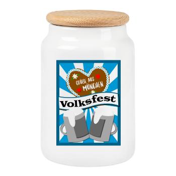 Volksfest in München - Keksdose mit Holzdeckel - Weiß - Vorne