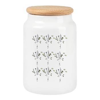 motif de prairies fleuries - Boîte à biscuits avec couvercle en bois - blanc - Devant
