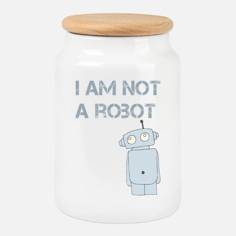 i am not a robot - Keksdose mit Holzdeckel - Weiß