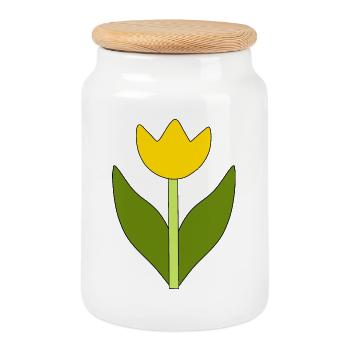 Fleur, Jaune, Fleur Jaune, Fleurs, Tulipe, Tulipes, Fleur - Boîte à biscuits avec couvercle en bois - blanc - Devant