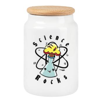 Science rocks - Cookie Jar with Wooden Lid - white - Front