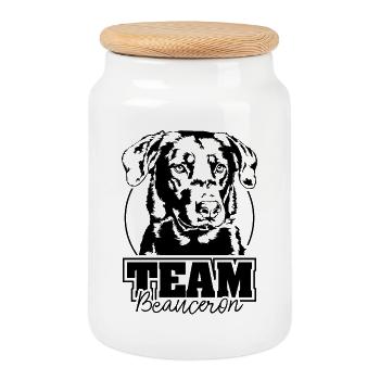 TEAM BEAUCERON Hundesport Hunde Hund Wilsigns - Keksdose mit Holzdeckel - Weiß - Vorne
