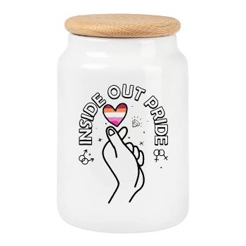 Stripped Pride Heart auf Schwarz - Keksdose mit Holzdeckel - Weiß - Vorne