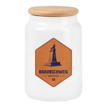 Écusson de la ville de Brunswick - Boîte à biscuits avec couvercle en bois - blanc - Devant
