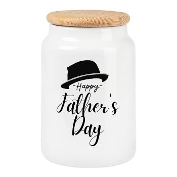 Cadeau Fête des Pères - Papa est le meilleur / Journée des hommes - Boîte à biscuits avec couvercle en bois - blanc - Devant