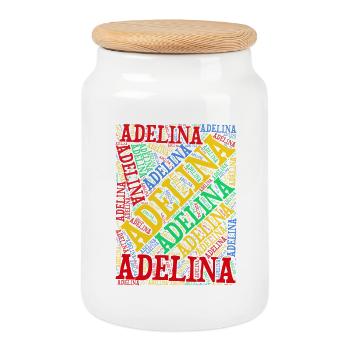 t-shirt Adelina word cloud t-shirt idée cadeau t-shirt - Boîte à biscuits avec couvercle en bois - blanc - Devant