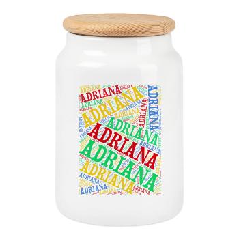 t-shirt Adriana t-shirt word cloud idée cadeau - Boîte à biscuits avec couvercle en bois - blanc - Devant
