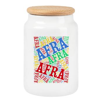 t-shirt Afra word cloud t-shirt idée cadeau t-shirt - Boîte à biscuits avec couvercle en bois - blanc - Devant