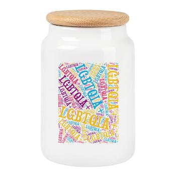 LGBTQIA+ Wort T-Shirt Cloud Gay Pride LGBT - Keksdose mit Holzdeckel - Weiß - Vorne