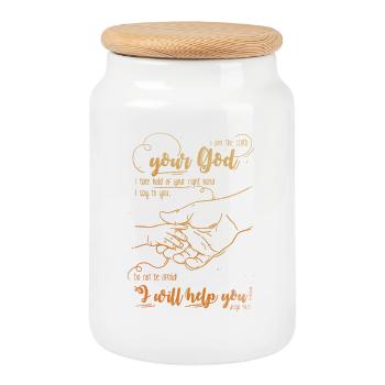 Isaiah Bible Verse I Help You - Cookie Jar with Wooden Lid - white - Front