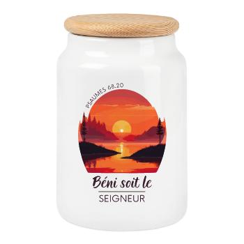 Psalm 68:20 | Christian Clothing & Gifts - Cookie Jar with Wooden Lid - white - Front
