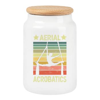 Aerial acrobatics vertical cloth - Cookie Jar with Wooden Lid - white - Front