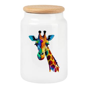 Giraffe - Keksdose mit Holzdeckel - Weiß - Vorne