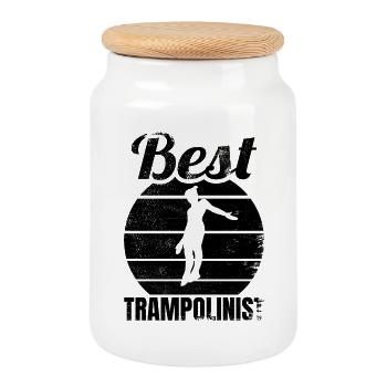 Bester Trampolinspringer - Keksdose mit Holzdeckel - Weiß - Vorne