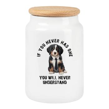 Berner Sennenhund - Keksdose mit Holzdeckel - Weiß - Vorne