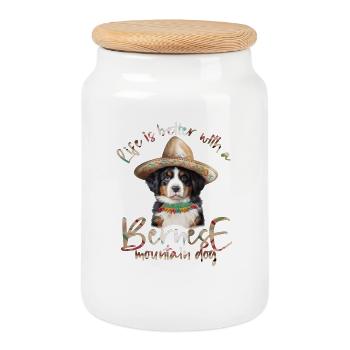 Berner Sennenhund - Keksdose mit Holzdeckel - Weiß - Vorne