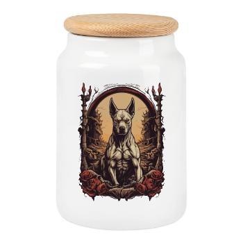 Attack dog - Cookie Jar with Wooden Lid - white - Front