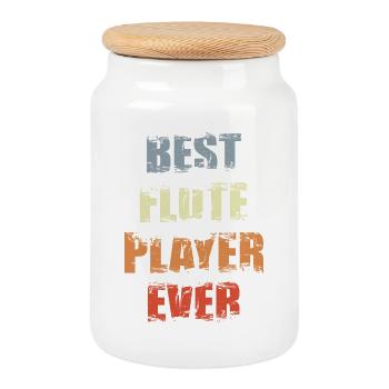 Meilleur flûtiste - Boîte à biscuits avec couvercle en bois - blanc - Devant