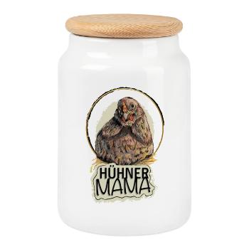 The Chickens Mom - Cookie Jar with Wooden Lid - white - Front