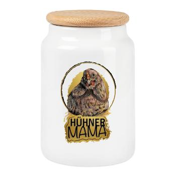 Poulets Maman - Boîte à biscuits avec couvercle en bois - blanc - Devant