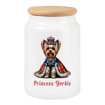 Yorkshire Terrier Prinzessin - Keksdose mit Holzdeckel - Weiß - Vorne