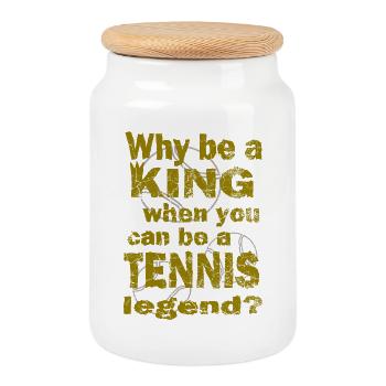 Tennis Why be a king Tennis legend Design - Cookie Jar with Wooden Lid - white - Front