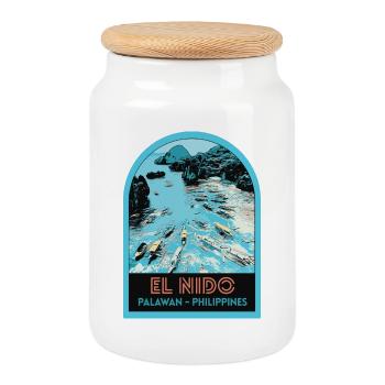 Bateaux de pêche à El Nido, Palawan, Philippines - Boîte à biscuits avec couvercle en bois - blanc - Devant