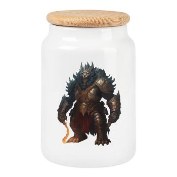 Demonic Warrior - Cookie Jar with Wooden Lid - white - Front
