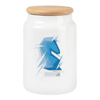 Origami Chess Horse Chess Player Club Abstract - Cookie Jar with Wooden Lid - white - Front