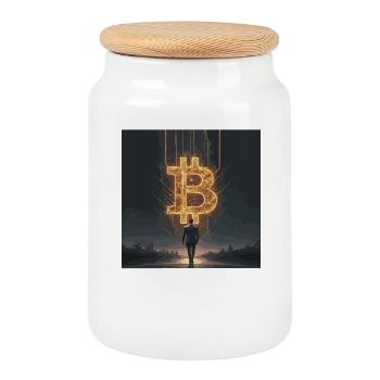 Conception inspirante de l’investissement numérique en bitcoins - Boîte à biscuits avec couvercle en bois - blanc - Devant