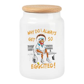 Tennis Shirt Why so excited Funny - Cookie Jar with Wooden Lid - white - Front