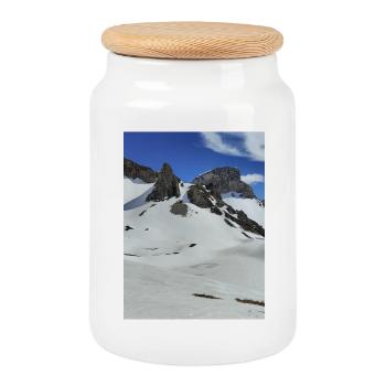 Lac Lauzon en hiver - Boîte à biscuits avec couvercle en bois - blanc - Devant