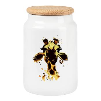Girafe - Boîte à biscuits avec couvercle en bois - blanc - Devant