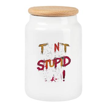 Motivational Graffiti Text Message - Cookie Jar with Wooden Lid - white - Front