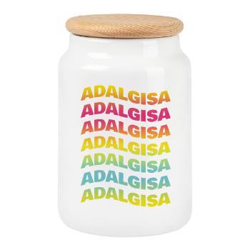 Adalgisa tshirt text wave effect t-shirt- - Cookie Jar with Wooden Lid - white - Front