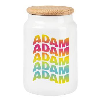 t-shirt Adam text wavy text effect - Cookie Jar with Wooden Lid - white - Front