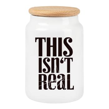 Ce n’est pas un vrai t-shirt - Boîte à biscuits avec couvercle en bois - blanc - Devant