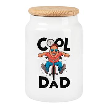 Cool papa cyclisme illustration - Boîte à biscuits avec couvercle en bois - blanc - Devant