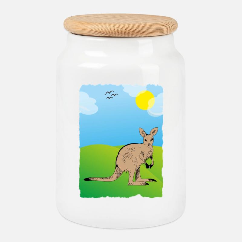 Känguru - Keksdose mit Holzdeckel - Weiß