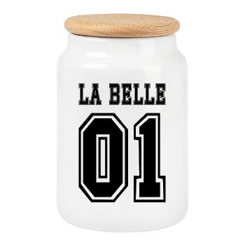BELLE - Boîte à biscuits avec couvercle en bois - blanc - Devant
