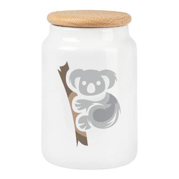 Koala Bear Comic Animal Australia Nature Cartoon Logo - Cookie Jar with Wooden Lid - white - Front
