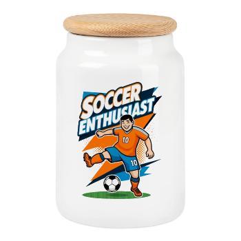 Passionné de football - Boîte à biscuits avec couvercle en bois - blanc - Devant