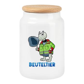 Marsupial / Rescue Service & Anesthesia - Cookie Jar with Wooden Lid - white - Front