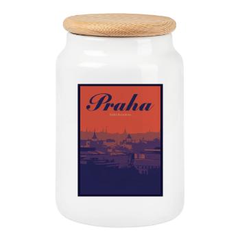 Paysage urbain en gradient de Praha - Boîte à biscuits avec couvercle en bois - blanc - Devant