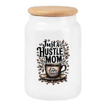 Nur eine hektische Mutter, die Kaffee liebt - Keksdose mit Holzdeckel - Weiß - Vorne