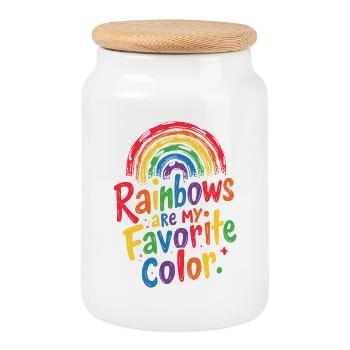 RAINBOWS ARE MY FAVORITE COLOR - Cookie Jar with Wooden Lid - white - Front