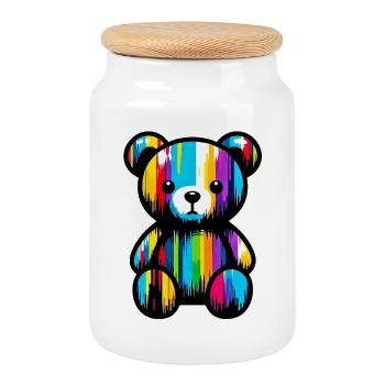 Orso Orsacchiotto Teddy Bear - Cookie Jar with Wooden Lid - white - Front
