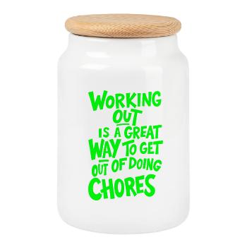 WORKING OUT IS A GREAT WAY TO GET OUT OF DOING - Cookie Jar with Wooden Lid - white - Front