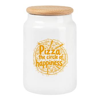 PIZZA: DER KREISLAUF DES GLÜCKS - Keksdose mit Holzdeckel - Weiß - Vorne