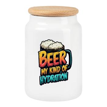 BIER: MEINE ART DER HYDRATATION - Keksdose mit Holzdeckel - Weiß - Vorne